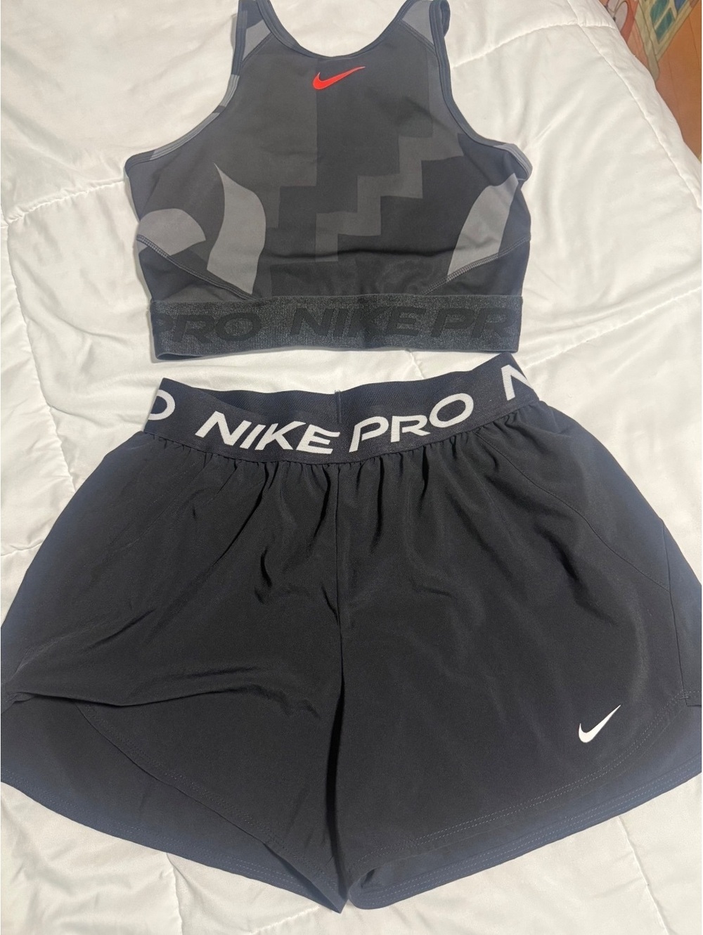 Nike Black Athletic Shorts with White Swoosh